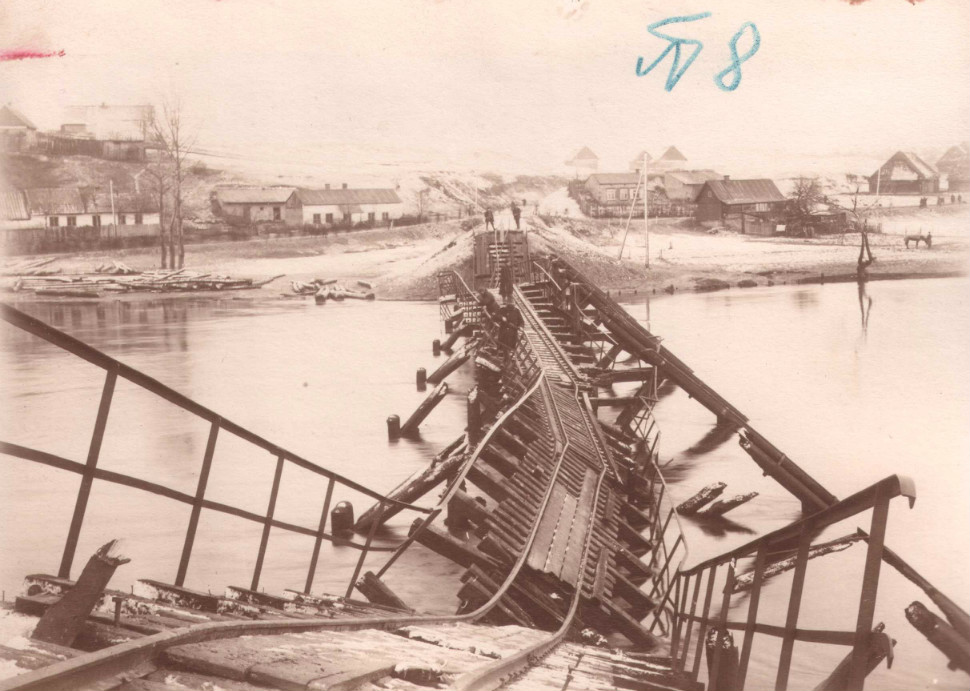 Zniszczenia wojenne torów kolejki sulejowskiej, 1914 r.