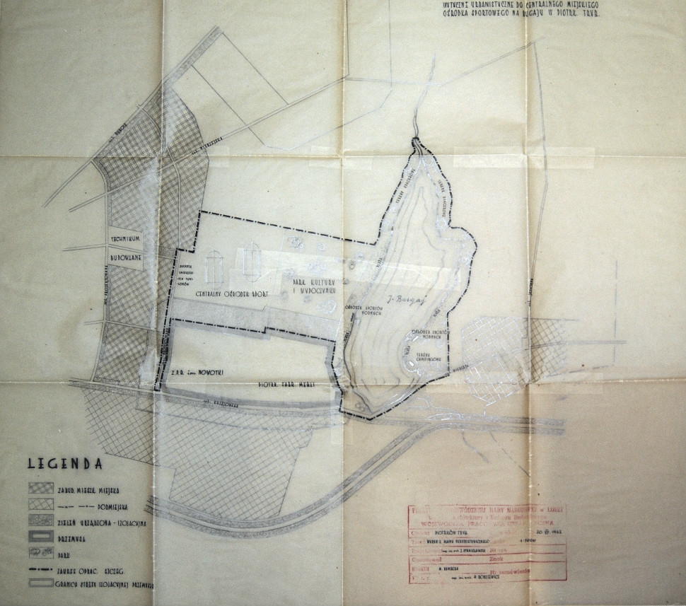 Wytyczne urbanistyczne do projektu boiska sportowego na bugaju, Prezydium Miejskiej Rady Narodowej zespół nr 199, dokumentacja techniczna sygn. 2937