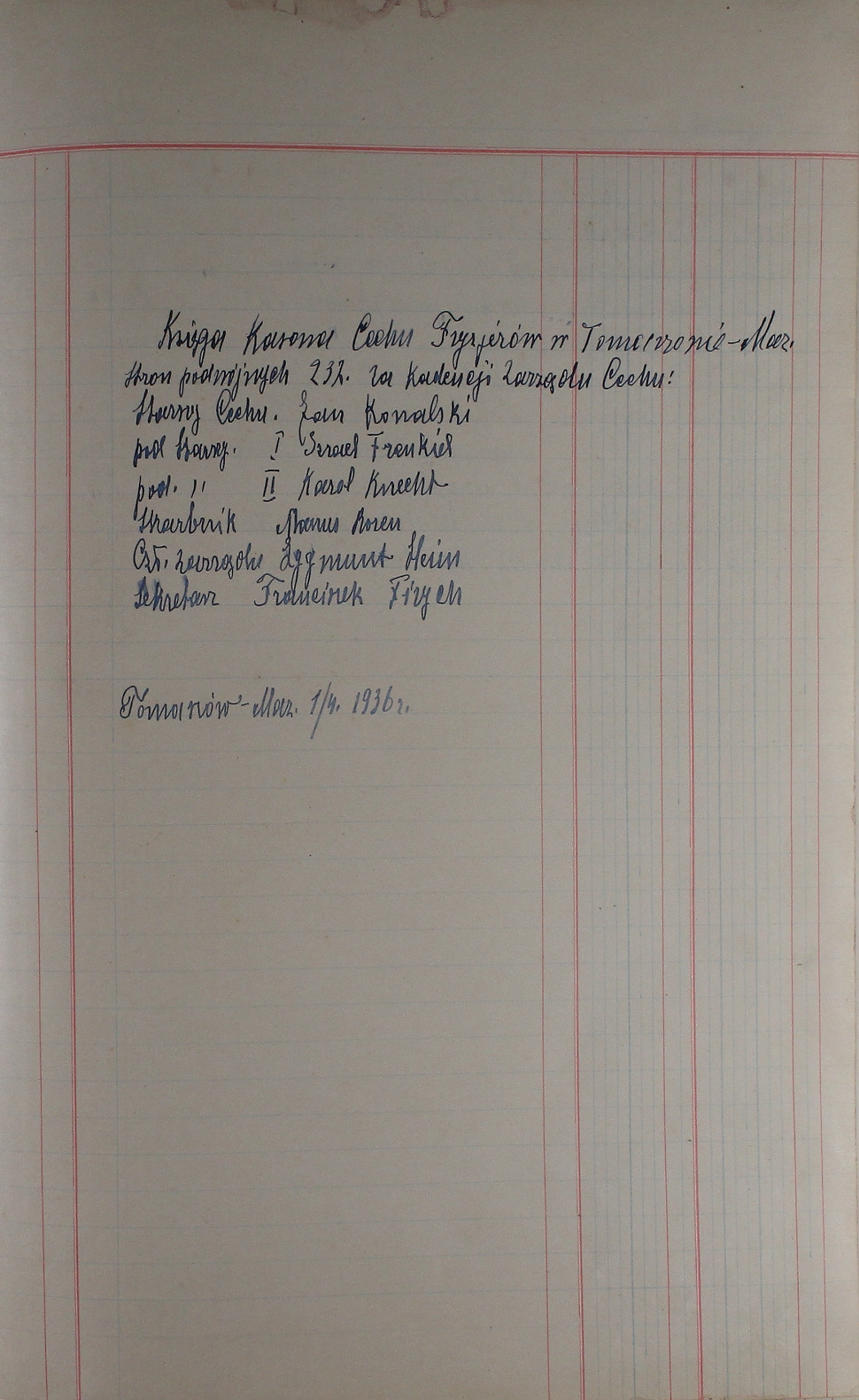 Księga przychodów i rozchodów Cechu Fryzjerów, 1936-1944